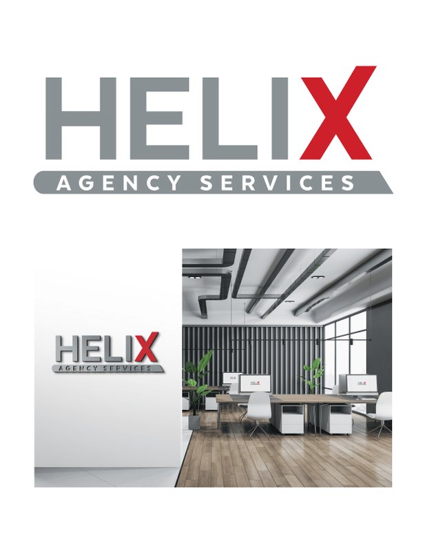 The Helix Agency Services logo and office signage