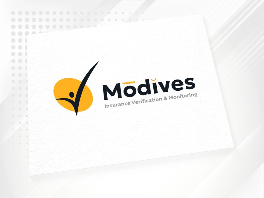 Modives logo, an insurance verification company, shown on a card