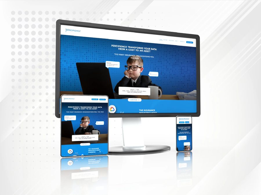 A website shown on a desktop monitor, tablet, and phone