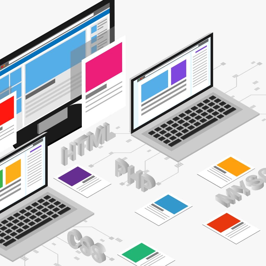 Web development isometric banner